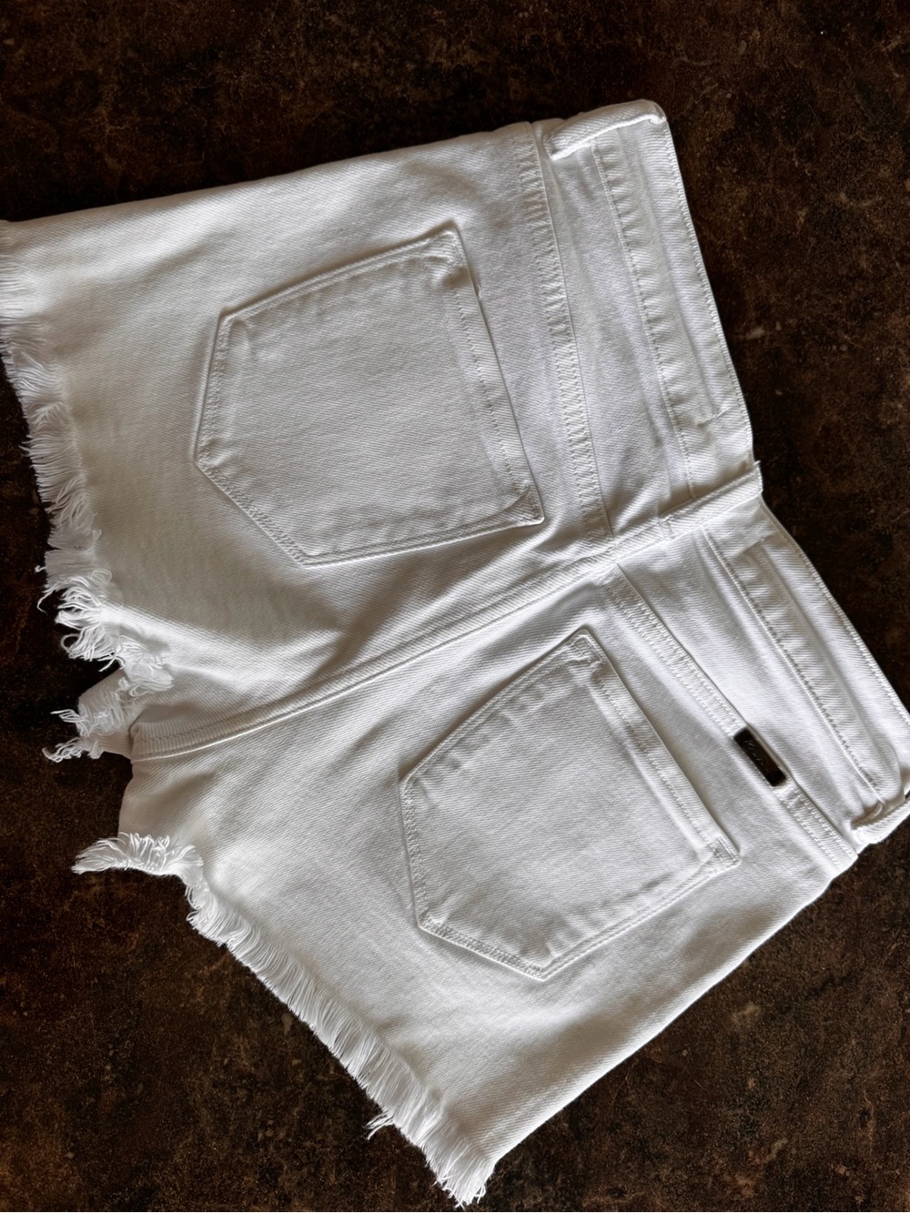 Kancan White Frayed Hem Denim Shorts